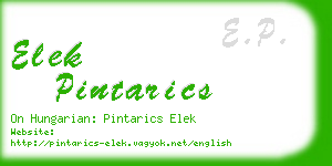 elek pintarics business card